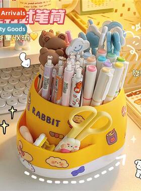 Beveled surface rotating six-compartment pen holder female i