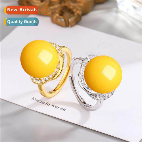 Opening adjustable zircia ring ethnic style retro imati bees
