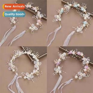 floating beads ribb wreath delicat Flower braided bead