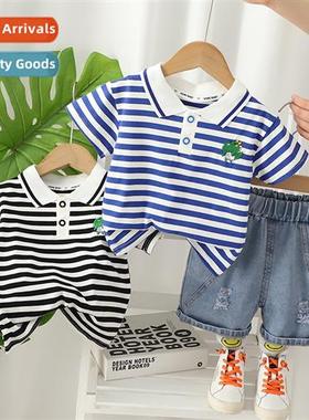 Boys summer su su 2023 new hsome baby striped polo shirt sho