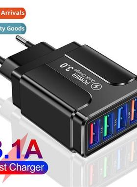 LED Lighted 4 USB Cell Phe Charger Head 4 Port USB Charger C