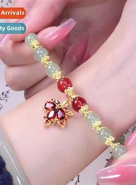 agate maple leaf bracelet female light luxury senior   tempe