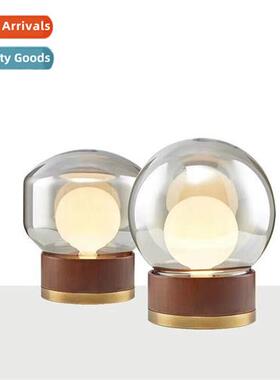 wood Japanese  light luxury creative bedroom table lamp simp