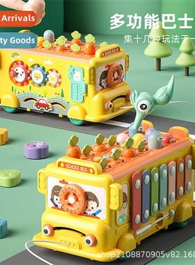 Baby multifunctial bus car toys gopher pulling carrot shape