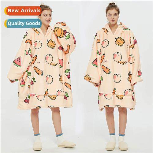 Hooded Bathrobe Digal Printed Pajamas Lambswool Hooded Sweat