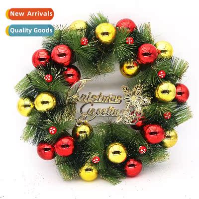 New 40cm gold/red Christmas ball decorati wreath green door