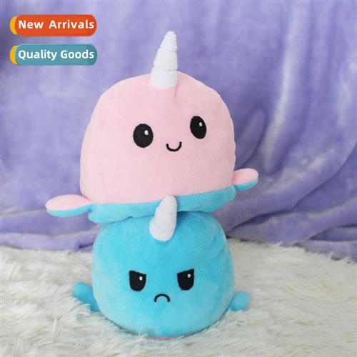 Cute double-sided flip narwhal children doll angry expressi