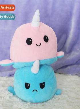Cute double-sided flip narwhal children doll angry expressi