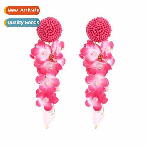 Fashi high   lg flowers tassel earrings persalized hmade bea