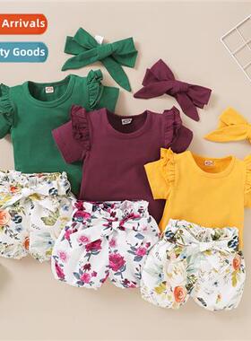 Girls spring  autumn  2020 new n solid color short-sleeved t