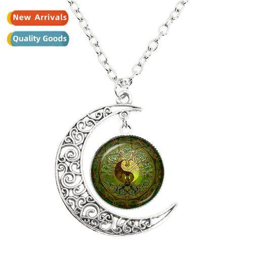 Yin Yang Tai Chi Mo Necklace Drag Glass Pendant Mens Fashi G