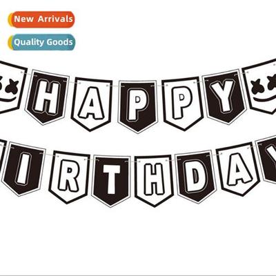 New DJ Marshmallow Birthday Banner Birthday Party Backdrop D