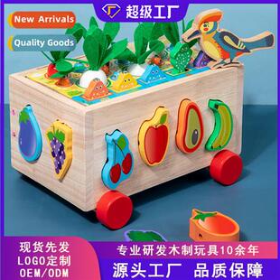 Young childrens wooden multifunctial radish trailer fru thre