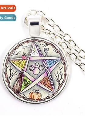 Pentagram Wchcraft Pendant Necklace Tree  Life Time Gemste N