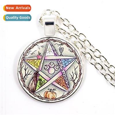 Pentagram Wchcraft Pendant Necklace Tree  Life Time Gemste N