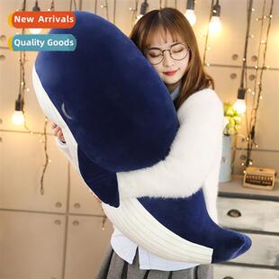 Cute deep-sea blue whale plush toy pillow cushi rag doll fea