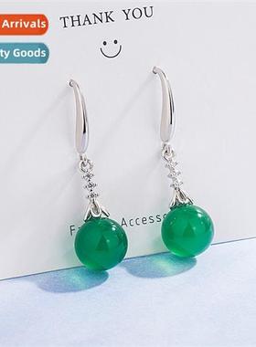 n diamd zircia lg secti  green chalcedy earrings female ethn