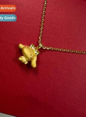 Laos s gold jade laurel dog necklace women copper plated rea