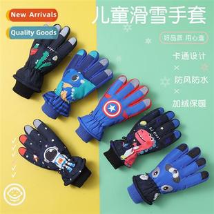 cute ski slip carto warm windpro gloves childrens Winter