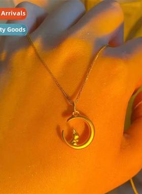 copper plated 24k real gold necklace female mo arrest bunny