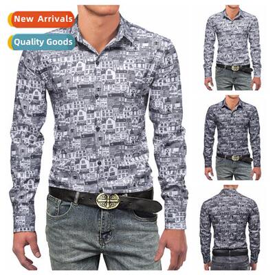 New mens lg-sleeved shirt business mens shirts draped house