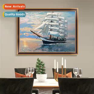 New hmade thread embroidery small marime sailboat own embroi