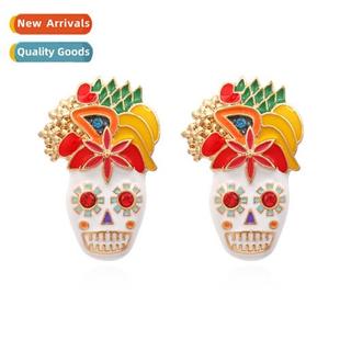 oil drop carto exaggerated clo cute alloy earrings New skull