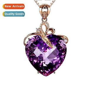 Luxury new pendant female creative heart-shaped amethyst pen