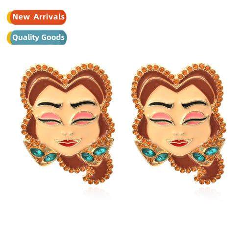 Fashi elegant temperament lady earrings inlaid diamd glaze c