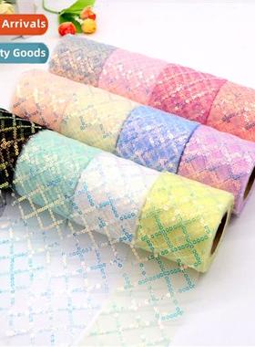 6cm 10 yards glter embroidery   American mesh yarn roll st y