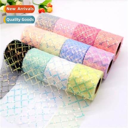 6cm 10 yards glter embroidery   American mesh yarn roll st y