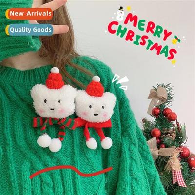 Cute carto Christmas plush bear brooch Christmas gift couple