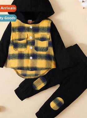 Boys spring  autumn  2023 new n hooded printed lg-sleeved to