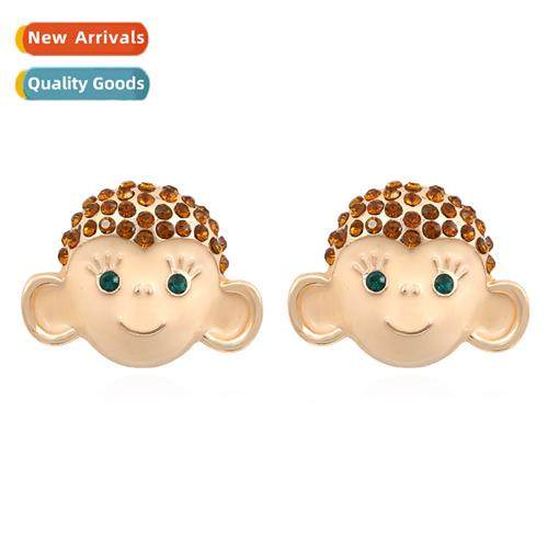 Simple cute carto mkey earrings fashi drilling big ears smal