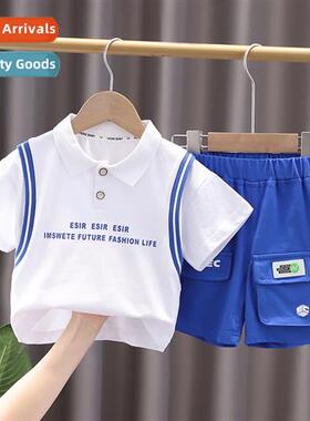Boys short-sleeved su 2023 childrens summer new baby boy clo