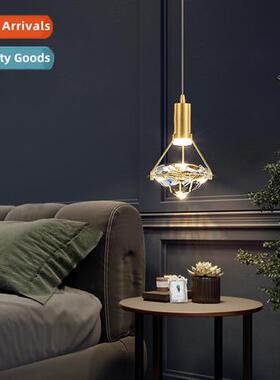 Modern simple copper crystal chelier light atmosphere bedsid