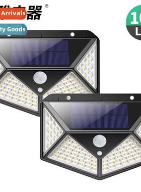 Sensor light 100LED solar wall light garden four sides lumin