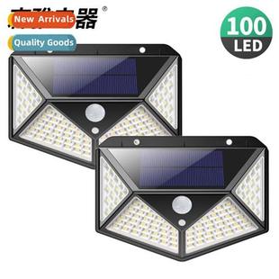 Sensor light 100LED solar wall light garden four sides lumin