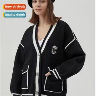 neck temper winter female cardigan loose new fall 2023