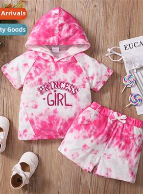 Girls spring  fall  2022 new n tie-dye letter print short-sl