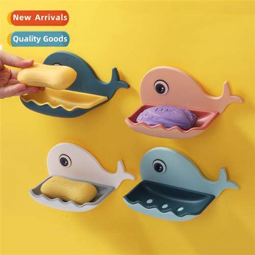 Small whale soap box hole-free bathroom double draining soap