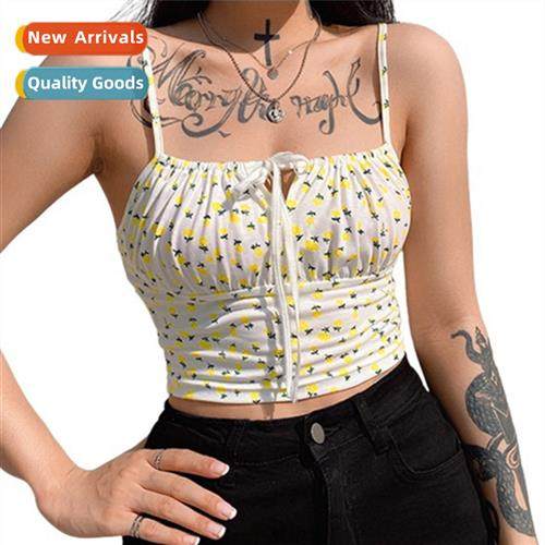 2022 Womens Fashi Floral Tank Top Summer Sexy Boat Neck Frt