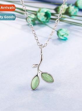 n small fresh green buds necklace female cats eye ste shoots