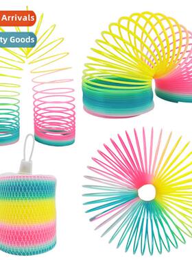 Large rainbow circle night market spring ring plastic elasti