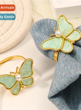 Butterfly napkin ring pearl shell animal napkin clasp napkin