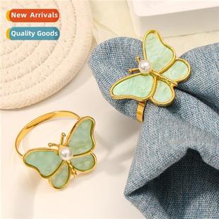 Butterfly napkin ring pearl shell animal napkin clasp napkin