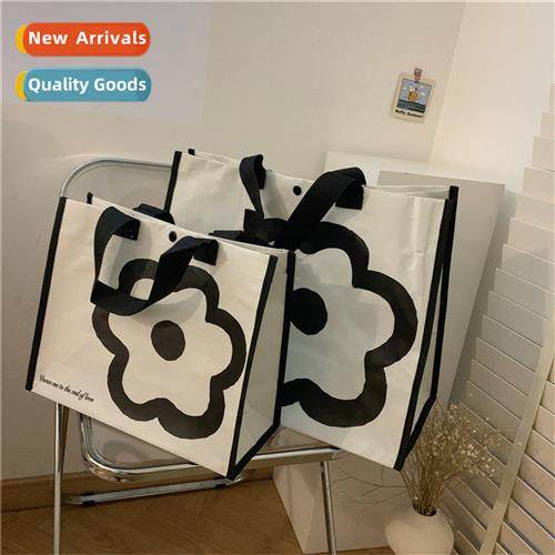 Korean versi   simple ins black  whe flowers large-capacy hh