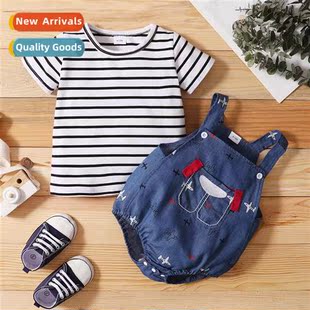 fall 2022 short childrens sleev striped spring Girls new