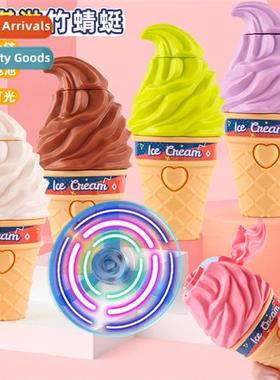 Childrens ice cream bamboo dragfly toy rotating light-emting