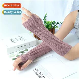 Autumn and winter warm knted cuffs wool Korean lg gloves hal